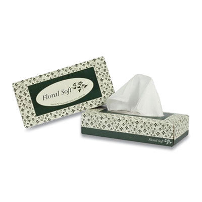 Floral Soft WHITE FACIAL TISSUE, 2 PLY, 8.13 X 8.5, 100 SHEETS/BOX, 30 BOXES/CARTON (2412162)