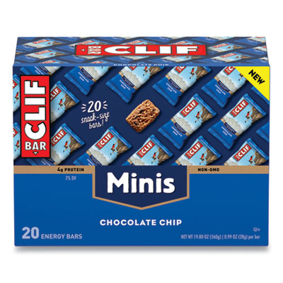 CLIF Bar ENERGY BAR, MINI CHOCOLATE CHIP, 0.99 OZ BAR, 20/BOX (24395042)