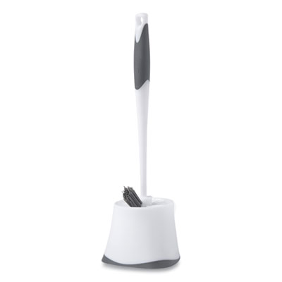 Clorox CORNER TOILET BRUSH AND HOLDER WITH UNDER RIM, 15", WHITE/GRAY (24422457)