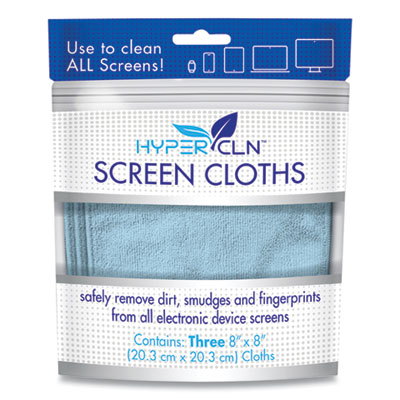 Falcon Safety Products HYPERCLN SCREEN CLOTHS, 8 X 8, BLUE, 3/PACK (24411736)