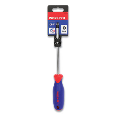 Workpro Straight-Handle Cushion-Grip Screwdriver, #3 Phillips Tip, 6" Shaft (W021038WE)