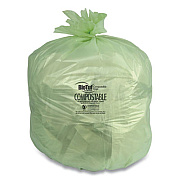 Heritage BIOTUF COMPOSTABLE CAN LINERS, 48 GAL, 0.8 MIL, 42" X 48", GREEN, 125/CARTOM (2409117)