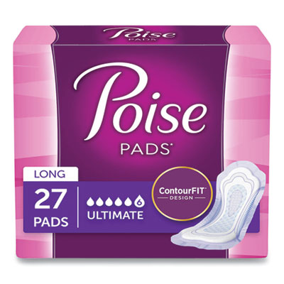 Poise INCONTINENCE PADS, ULTIMATE ABSORBENCY, LONG, 8.15 X 5.12, 27/PACK (2825928)