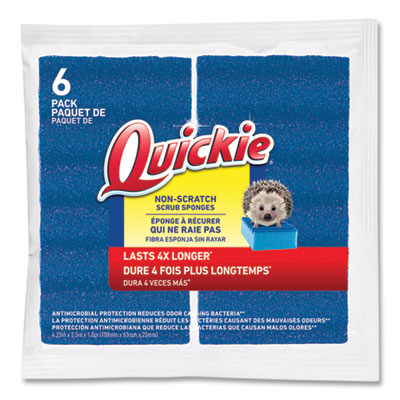 Quickie Non-Scratch Scrub Sponges, 4.25 x 2.5, Blue, 6/Pack (2052219)