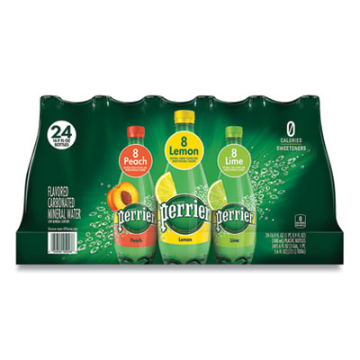 Perrier SPARKLING NATURAL MINERAL WATER, ASSORTED, 8 PEACH, 8 LEMON, 8 LIME, 16.9 OZ BOTTLE, 24/PACK (24396911)
