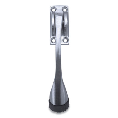 Tell HINGED KICK-DOWN DOOR STOP WITH RECTANGULAR FOUR-POINT MOUNTING PLATE, 0.75" WIDE DOOR MOUNT, 4.25 LONG STOPPER, SATIN CHROME (24355024)
