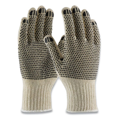 PIP PVC-DOTTED COTTON/POLYESTER WORK GLOVES, SMALL, GRAY/BLACK, 12 PAIRS (177103)