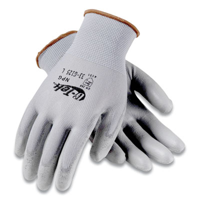 G-Tek GP POLYURETHANE-COATED NYLON GLOVES, LARGE, GRAY, 12 PAIRS (179921)