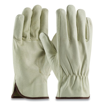 PIP TOP-GRAIN PIGSKIN LEATHER DRIVERS GLOVES, ECONOMY GRADE, LARGE, GRAY (179952)