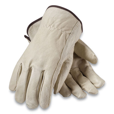 PIP TOP-GRAIN PIGSKIN LEATHER DRIVERS GLOVES, ECONOMY GRADE, MEDIUM, GRAY (179953)