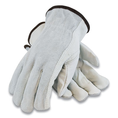PIP TOP-GRAIN COWHIDE LEATHER WORK GLOVES, REGULAR GRADE, SMALL, GRAY (179957)