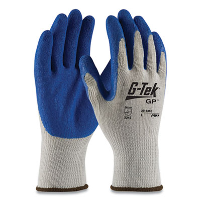 G-Tek GP LATEX-COATED COTTON/POLYESTER GLOVES, X-LARGE, GRAY/BLUE, 12 PAIRS (179961)