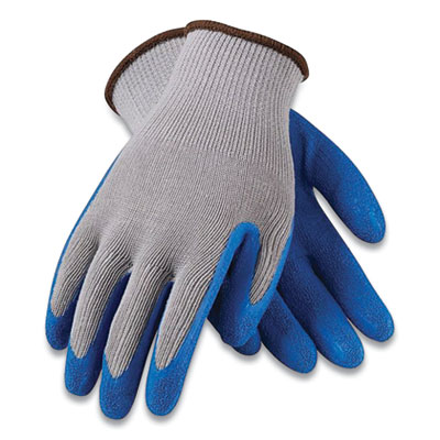 G-Tek GP LATEX-COATED COTTON/POLYESTER GLOVES, MEDIUM, GRAY/BLUE, 12 PAIRS (179963)