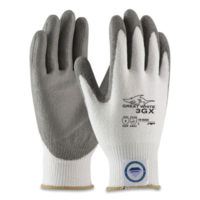PIP GREAT WHITE 3GX SEAMLESS KNIT DYNEEMA DIAMOND BLENDED GLOVES, LARGE, WHITE/GRAY (1639162)