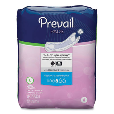 Prevail BLADDER CONTROL PADS, MODERATE ABSORBENCY, LONG, 144/CARTON (2699292)