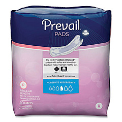 Prevail BLADDER CONTROL PADS, MODERATE ABSORBENCY, REGULAR, 180/CARTON (2699293)