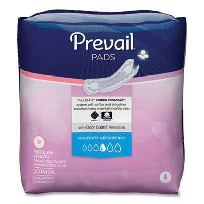 Prevail BLADDER CONTROL PADS, MODERATE ABSORBENCY, REGULAR, 180/CARTON (2699293)