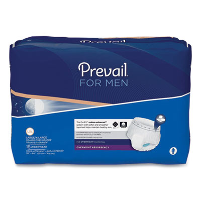 Prevail FOR MEN OVERNIGHT PROTECTIVE UNDERWEAR, LARGE/X-LARGE, 38" TO 64" WAIST, 64/CARTON (2699295)