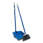 Quickie FLIP-LOCK DUST PAN AND LOBBY BROOM, 30" HIGH, POWDER COATED STEEL, BLUE (866849)