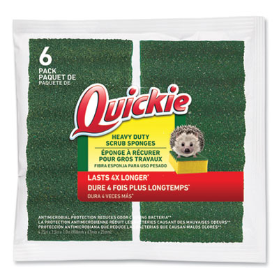 Quickie Long Lasting Heavy Duty Scrub Sponge, 4.25 x 2.5, Green, 6/Pack (2052220)