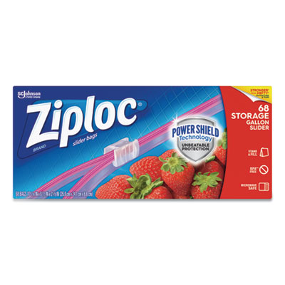 Ziploc SLIDER STORAGE BAGS, 1 GAL, 9.5" X 10.56", CLEAR, 9/CARTON (651305)
