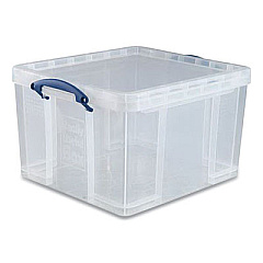 Really Useful Box SNAP-LID STORAGE BIN, 11.09 GAL, 17.31" X 20.5" X 12.25", CLEAR/BLUE (356554)