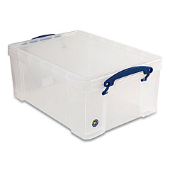 Really Useful Box SNAP-LID STORAGE BIN, 2.37 GAL, 10.25" X 14.5" X 6.25", CLEAR/BLUE, 4/PACK (2215520)