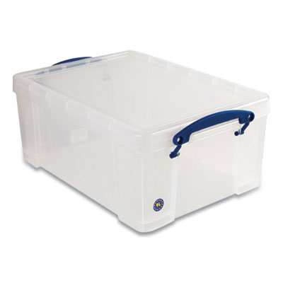 Really Useful Box SNAP-LID STORAGE BIN, 2.37 GAL, 10.25" X 14.5" X 6.25", CLEAR/BLUE, 4/PACK (2215520)