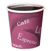 Dart Solo Paper Hot Drink Cups in Bistro Design, 4 oz, Maroon, 50/Pack (374SI0041)