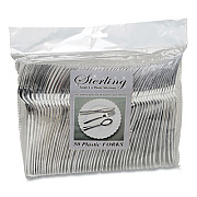 Tablemate STERLING HEAVY-DUTY PLASTIC FORKS, SILVER, 50/PACK (2719626)