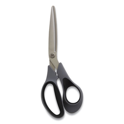 TRU RED Non-Stick Titanium-Coated Scissors, 8" Long, 3.86" Cut Length, Gun-Metal Gray Blades, Gray/Black Bent Handle (24380498)