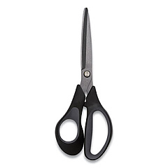 TRU RED Non-Stick Titanium-Coated Scissors, 7" Long, 3.86" Cut Length, Gun-Metal Gray Blades, Black/Gray Straight Handle (24380512)