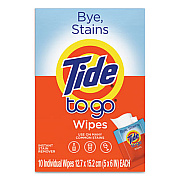 Tide To Go Instant Stain Remover Wipes, 6 x 5, Scented, 10/Box (38150BX)