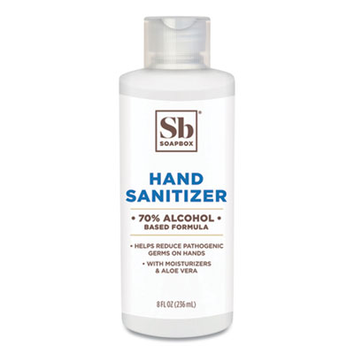 Soapbox Gel Hand Sanitizer, 8 oz Bottle with Dispensing Cap, Unscented (77141EA)
