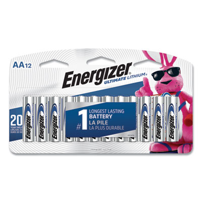 Energizer Ultimate Lithium AA Batteries, 1.5 V, 12/Pack (L91SBP12)