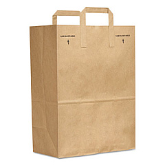Ross & Wallace Paper Products Grocery Paper Bags, 1/6 BBL Size, 70# Basis Weight, Flat Handles, 12" x 7" x 16.25", Kraft, 300/Bundle (SK1670EZ300)