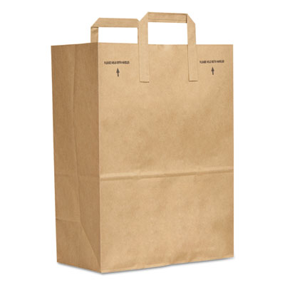 Ross & Wallace Paper Products Grocery Paper Bags, 1/6 BBL Size, 70# Basis Weight, Flat Handles, 12" x 7" x 16.25", Kraft, 300/Bundle (SK1670EZ300)
