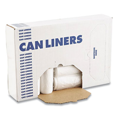 Boardwalk High Density Industrial Can Liners Coreless Rolls, 60 gal, 13 microns, 38 x 60, Natural, 8 Rolls of 25 Bags (BWKRH3860H)