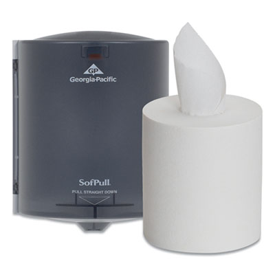 Georgia Pacific Professional SofPull CenterPull Hand Towel Dispenser, Includes Roll of 320 Centerpull Towels, 9.56 x 9.38 x 12.06, Gray (58206)