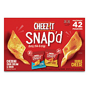 Cheez-It Snap'd Crackers Variety Pack, Cheddar Sour Cream and Onion; Double Cheese, 0.75 oz Bag, 42/Carton (11500)