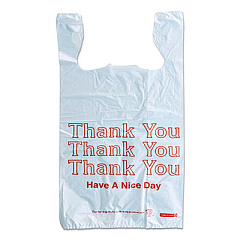 Monarch PLASTIC "THANK YOU - HAVE A NICE DAY" SHOPPING BAGS, 11.5" X 6.5" X 22", WHITE, 250/BOX (823528)