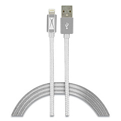 Altec Lansing Fabric Lightning Charging Cable, 6 ft, White (AL9184)