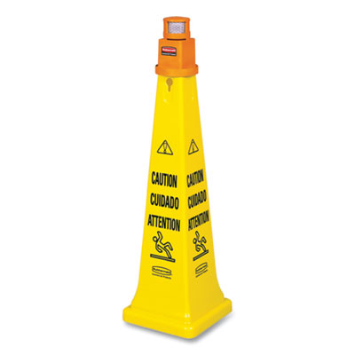 Rubbermaid Commercial Multilingual Floor Cone Barricade System, 12.25 x 12.25 x 39.75, Yellow/Black (628700YEL)