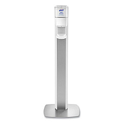 PURELL MESSENGER ES8 Silver Panel Floor Stand with Dispenser, 1,200 mL, 16.75 x 6 x 40, Silver/White (7308DSSLV)