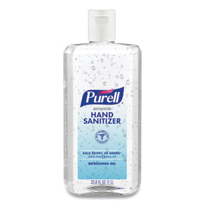 PURELL Advanced Refreshing Gel Hand Sanitizer, 1 L Flip Cap Bottle, Clean Scent, 4/Carton (968304CT)