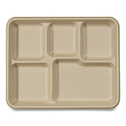 World Centric Fiber Trays, School Tray, 5-Compartments, 8.5 x 10.5 x 1, Natural, 400/Carton (TRSCUF)