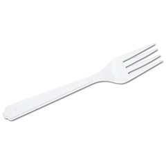 AbilityOne 7340000221315, SKILCRAFT, Plastic Flatware, Type III, Fork, White, 100/Pack