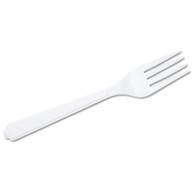 AbilityOne 7340000221315, SKILCRAFT, Plastic Flatware, Type III, Fork, White, 100/Pack