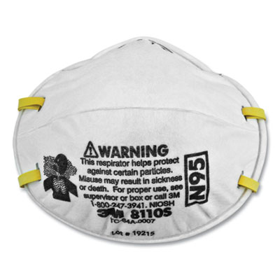3M N95 Particulate Respirator 8110S, Half Facepiece, Small, 160/Carton (54305)