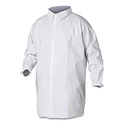 KleenGuard A20 Breathable Particle Protection Lab Coat, Hook and Loop Closure/Elastic Wrists/No Pockets, Large, White, 30/Carton (35620)